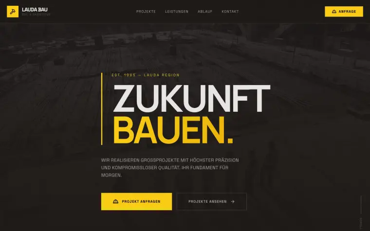 Website-Konzept „Lauda Bau“ für ein Bauunternehmen