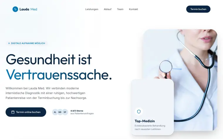 Website-Konzept „Lauda Med“ für eine Arztpraxis